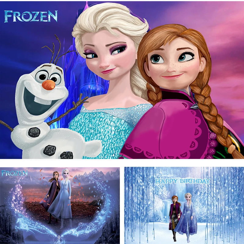 Disney Frozen 2 Party Backdrop Clother Photobooth Kids Girls Dievčatá narodeninová oslava nástenné dekorácie Závesť CeBorte Olavná podujatie Pozadie podujatia