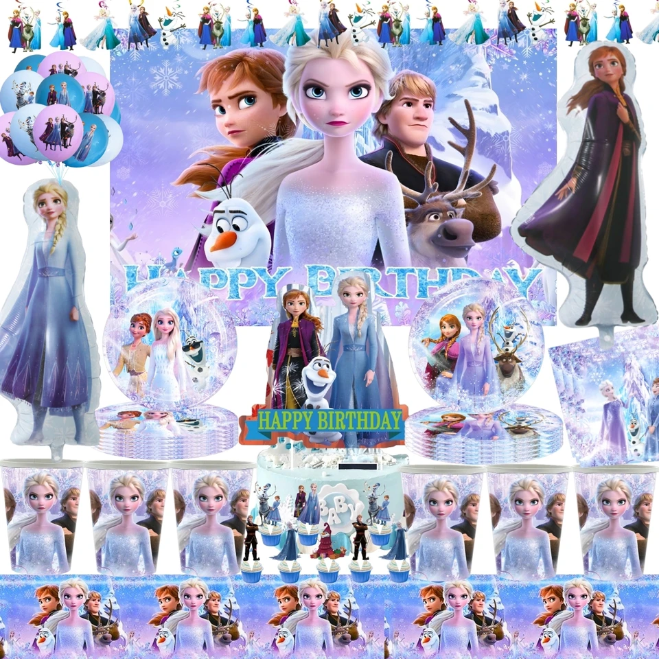 Disney Frozen Destografie na narodeniny na jednorazový riad pre 10pele dosku obrus Elsa Anna Balloons Girls DIY Party Supplies