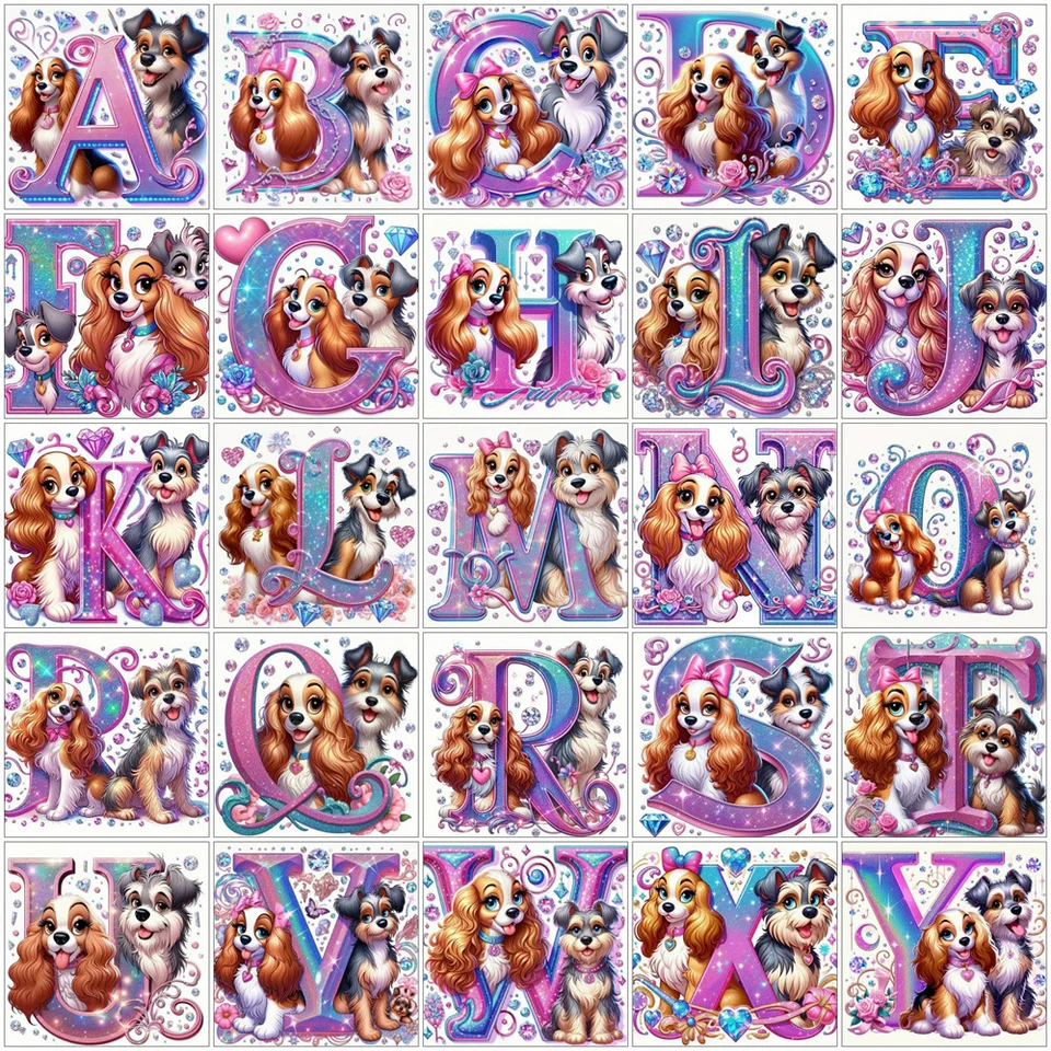 Disney Full Round Drill Diamond výšivka Lady a Tramp pre domácich majstrov karikatúra Diamond Painting Letter Mosaic Dog Darček