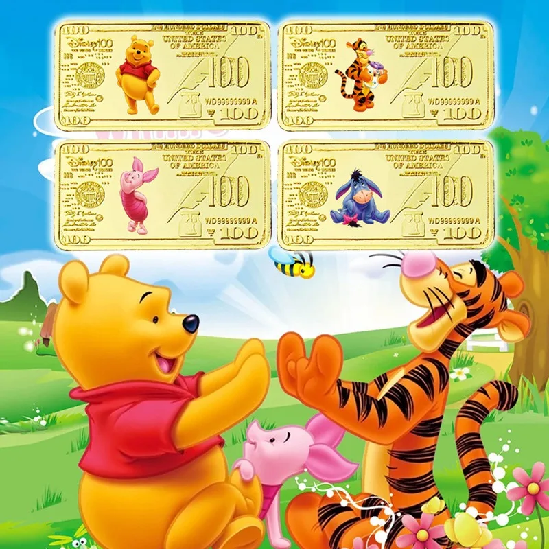 Disney Gold Coin Pamätné 100. výročie Coin Winnie the Pooh séria anime postava Tigger Piglet Collectibles Darče