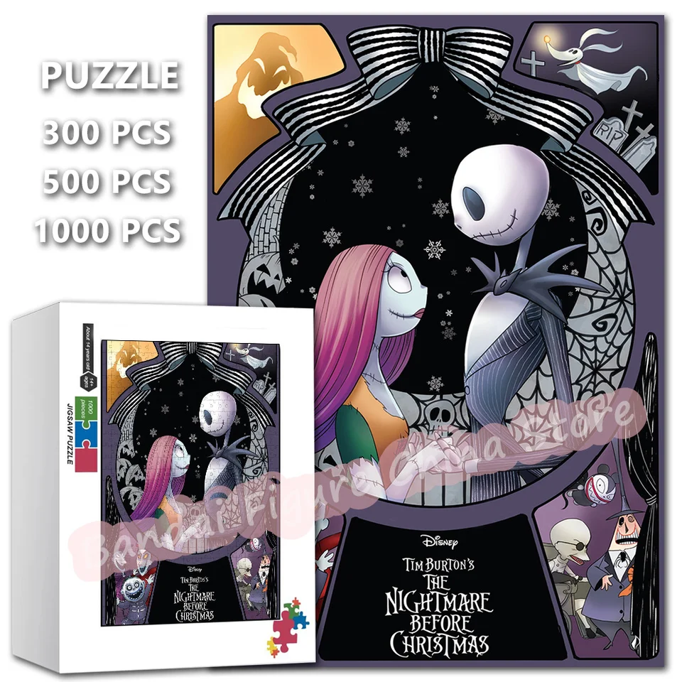 Disney Horror Movies 300/500/1000 kusy Jigsaw Puzzle nočná mora pred vianočným tlačovým hračkám pre deti stres hračky