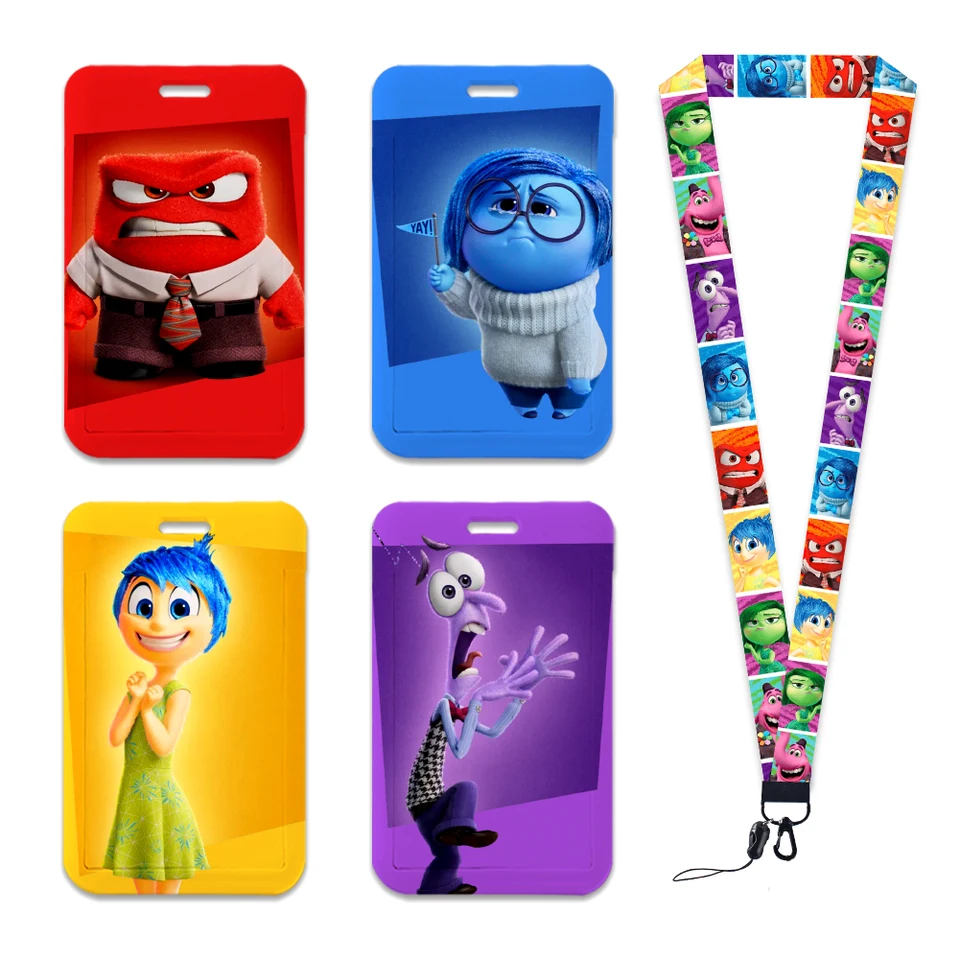 Disney Inside Out 2 Card Case Lanyard ID odznak Držiteľ autobus University Pass Cover Cover Slip Bank Držiteľ kreditnej karty Držiteľ remienkov Darče