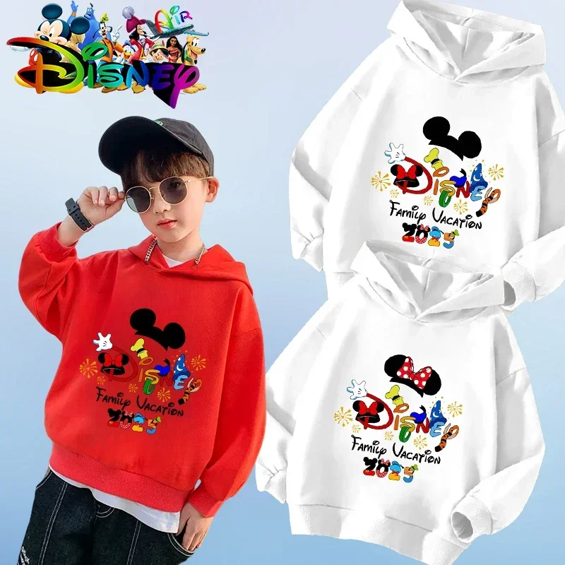Disney Kawaii 2025 Módna výlet Disneyland Trive Resimace Clowle Clothes Karikatúra mikina deti Top karikatúry dievčenské oblečenie chlapec Disney Kids