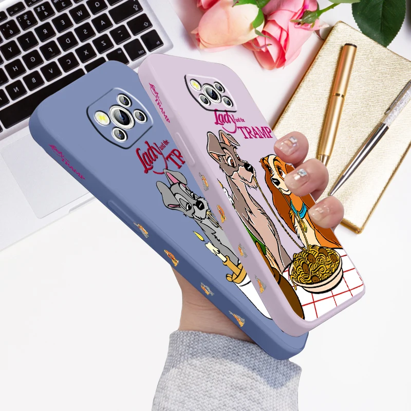 Disney Lady a Tramp Liquid Left Lany pre Xiaomi Mi Poco x6 x5 x4 x3 m6 m5 m5s m4 m3 f5 f4 f3 Pro 5g Cover Telefón puzdro
