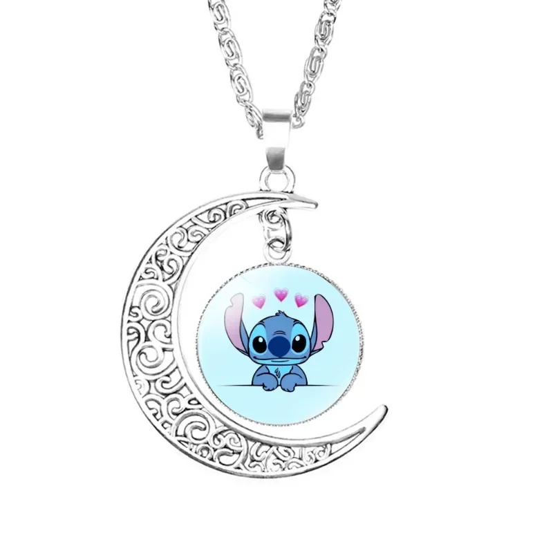 Disney Lilo a steh náhrdelník strieborný polmesiaca polmesiaca Inšpirované darčeky Ohana Family Jewelry For Women Girls