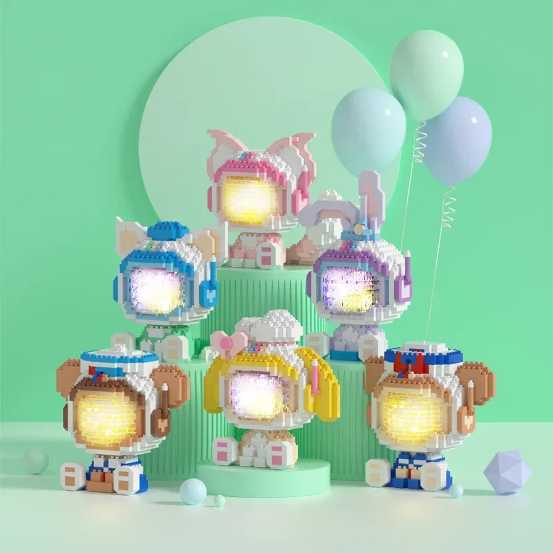 Disney Linabell Micro Building Blocks Blokovanie osvetlenia priestoru Stellalou Duffy Cookie Gelatoni priateľ Mini tehlové hračky pre deti darček