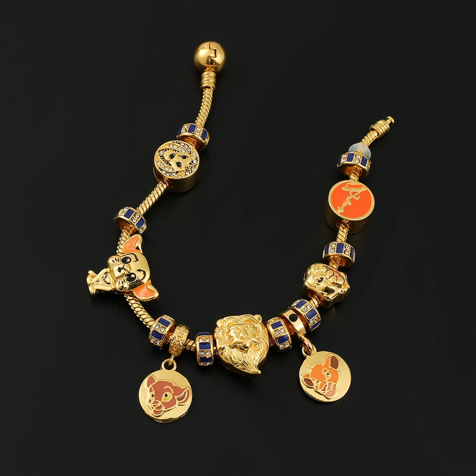 Disney Lion King Anime Movie Postavy Simba Fashion Pendant Šperky pre priateľu Ratcelet Darčeky roztomilý prívesok DIY náramok