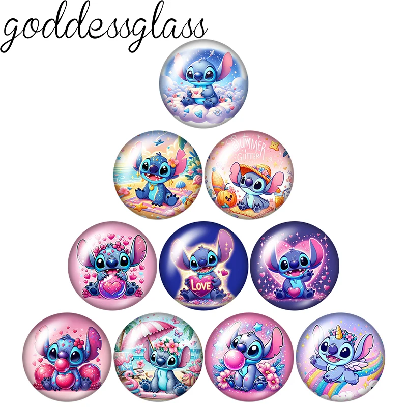 Disney Love Style Stitch Summer Hearts 12 mm/18 mm/20 mm/25 mm okrúhla fotografia sklenená plochá chrbát