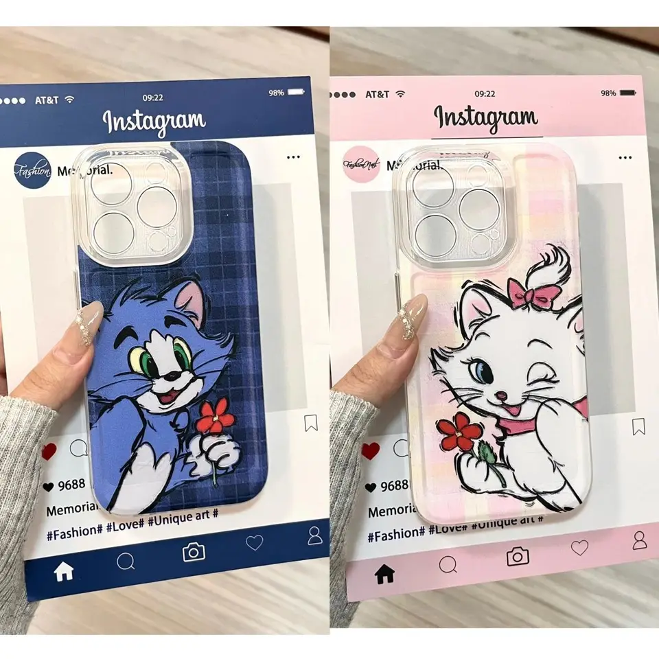 Disney Marie Cat Tom Cat Flower Puzdro pre iPhone 16 15 14 13 12 11 Pro Max xr xs x 7 8 plus silikónový mäkký priehľadný obal