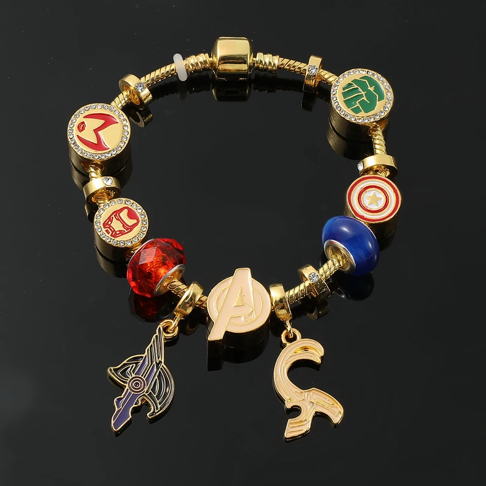 Disney Marvel Avengers kúzla náramok pre deti Iron Man Hulk Loki DIY Originálne šperky náramky y2k estetický darček