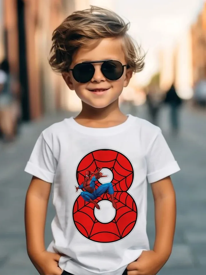 Disney Marvel Spiderman 3-9 Narodeniny Detské tričká Trhráč Tričko Tričko Dievčatá večierok tričko s oblečením detské módne topy tričká