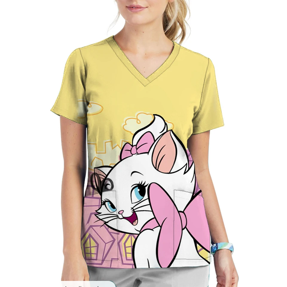 Disney Mary Cat Print Nurse Lekárska operačná sála Doktor Ošetrovateľstvo Uniforma Pet Hospital Hospital Scrubs