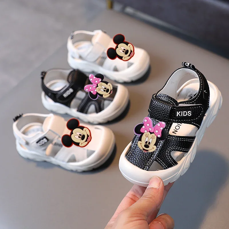 Disney Mickey Minnie Baby Soft-Soled Beach topánky 2021 Summer Sandals Boys and Girls Baotou Soft-Soled