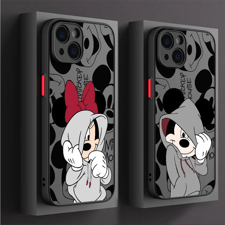 Disney Mickey Minnie Mouse Cool pre iPhone 16 15 14 13 12 11 Mini Pro Max xr xs max 7 8 plus puzdro na telefón Priehľadný čierny obal