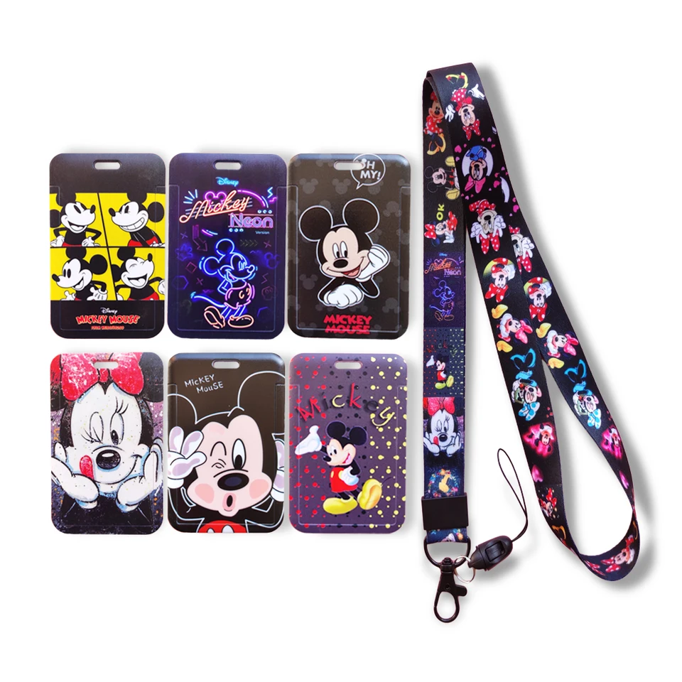 Disney Mickey Minnie Mouse Women's ID Business odznak Card Cance Rám ABS Zamestnanec Case Cover Cover Student Lanyard Name Držiteľ karty