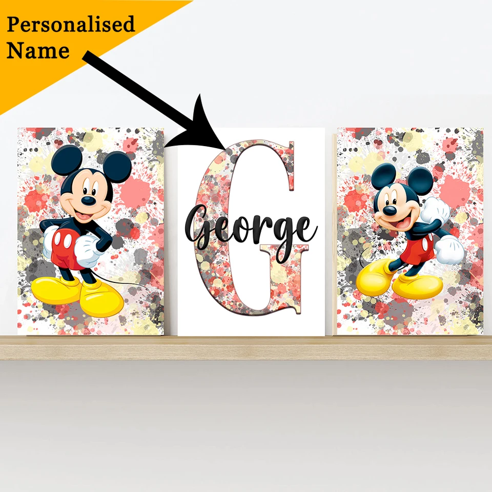 Disney Mickey Mouse Color Striac Plagát Vlastné názov maľba výtlačky Domáce dekorácie nástenné umenie detská izba izba dekorácie nápady dary