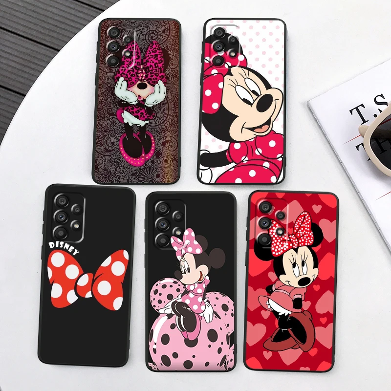 Disney Minnie Pink Luxury pre Samsung A53 A52 A33 A32 A51 A71 A21S A13 A73 A55 A22 A23 A35 A72 A54 A54 A12 5G Čierny mäkký puzdro