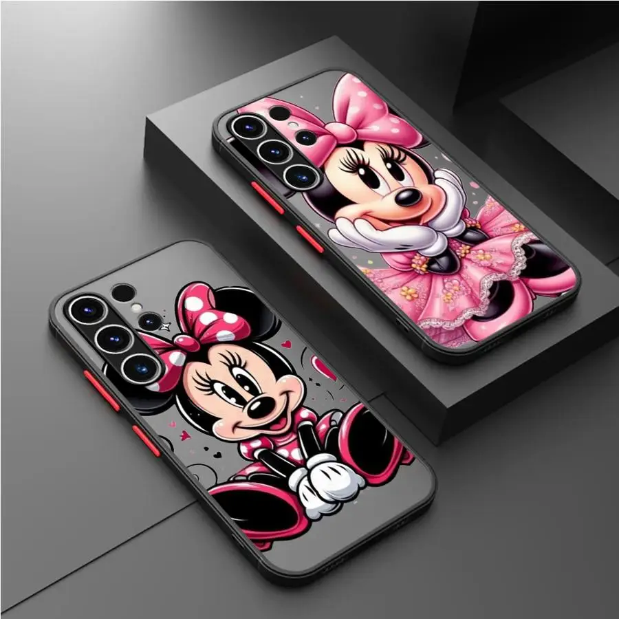 Disney Pink Minnie Mickey Matte Case pre Samsung Galaxy S24 S22 S23 S20 S21 Fe S10 S24 Plus CAPA Note 20 10 10 Lite Phone Fundas