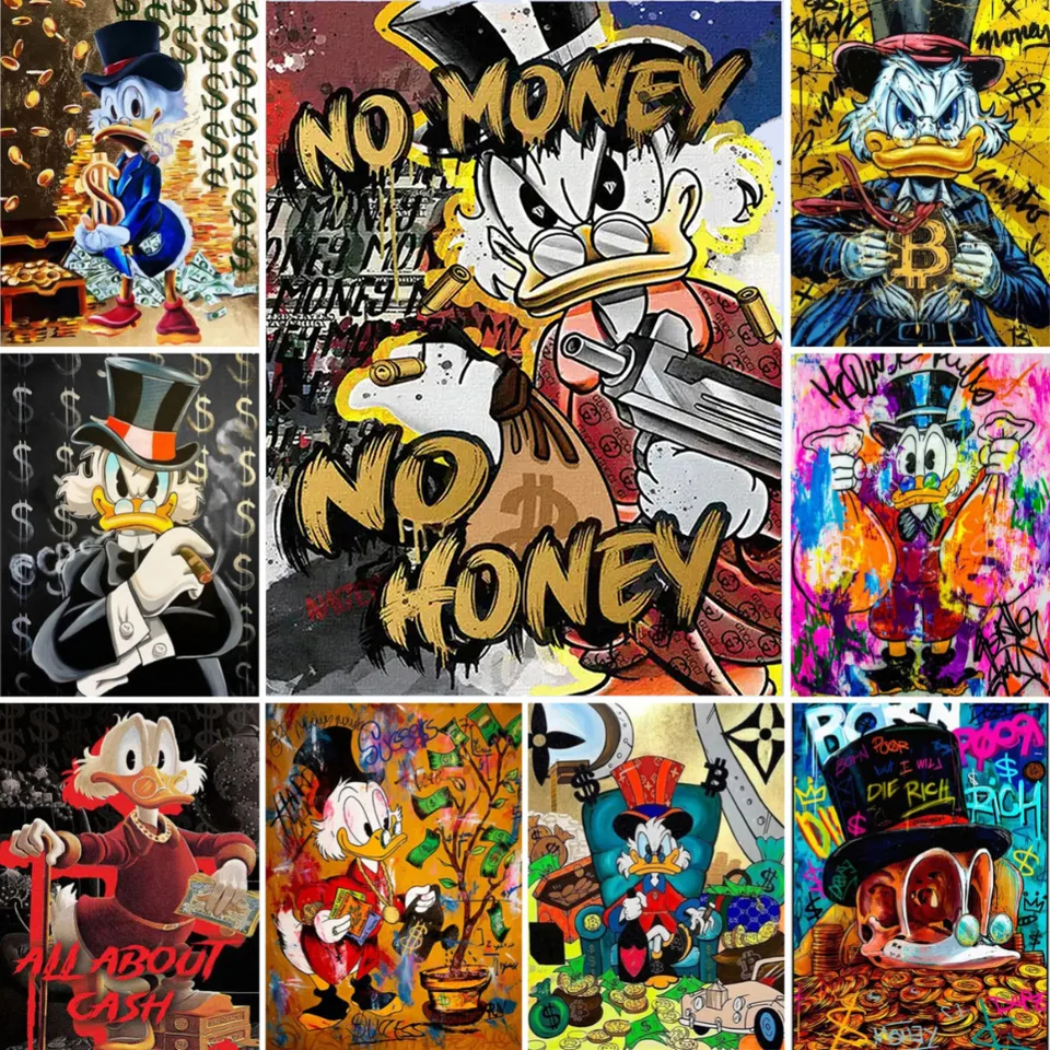 Disney Pop Art Donald Duck Prints Disney Cartoon Plagát Graffiti Comics Pop Art Wall Decor Canvas maľba domáca spálňa dekor