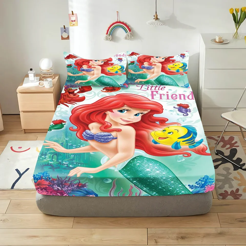 Disney Princezná Ariel Design Design Mermaid Panela a vankúš pre deti dievčat, posteľnú časť panny 2 kusy