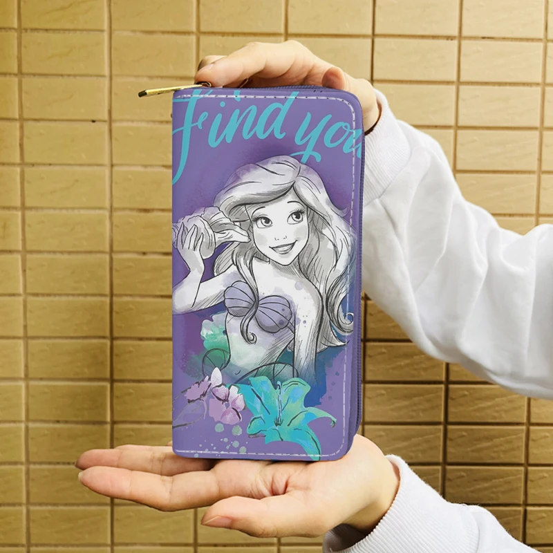 Disney Princezná morská panna 5581 Anime peňaženka Karikatúra peňaženky Zipper Coin Bag Casy Peace Card Unisex Gift