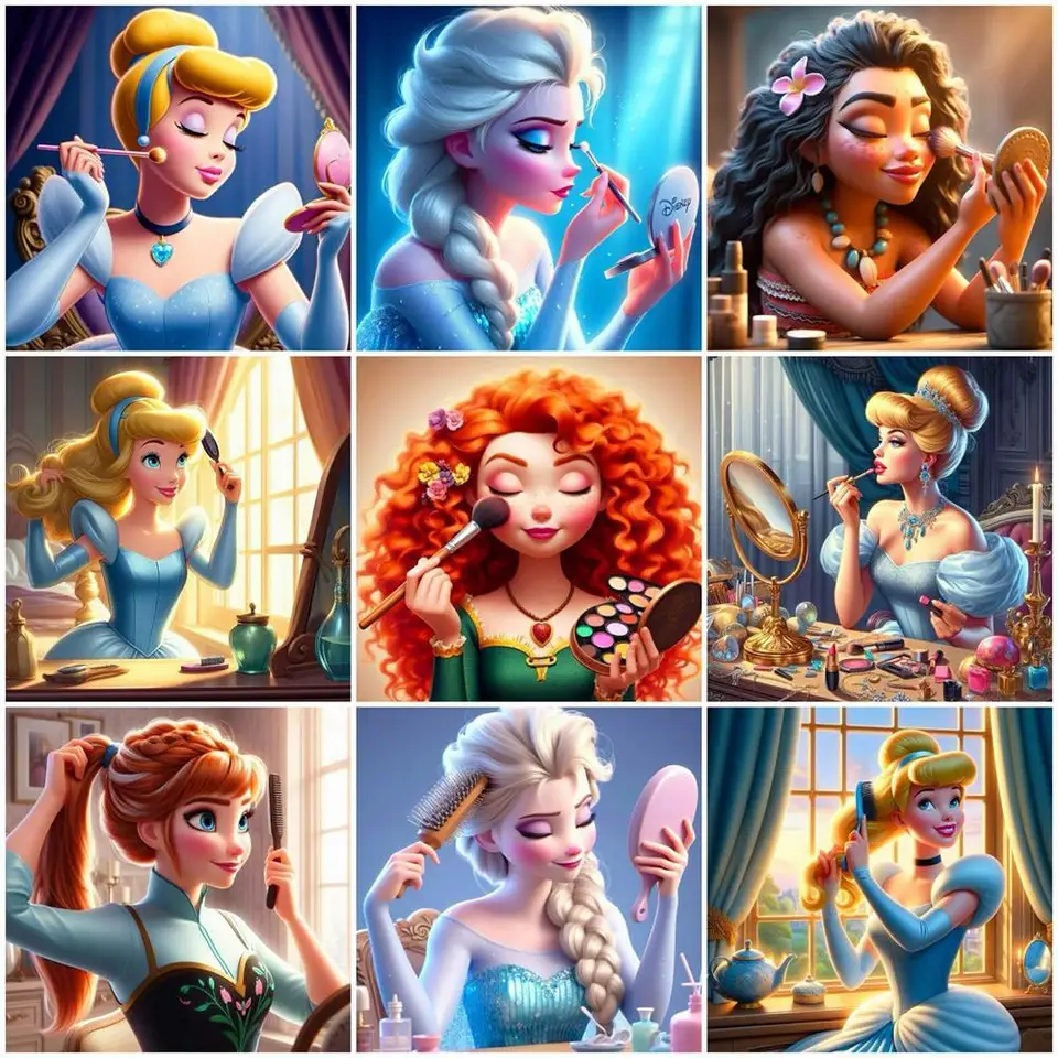 Disney Princezná plná diamantová mozaika karikatúry Moana Diamond Painting Cross Stitch Frozen Elsa Elsa Výšivka Popoluška pre domov