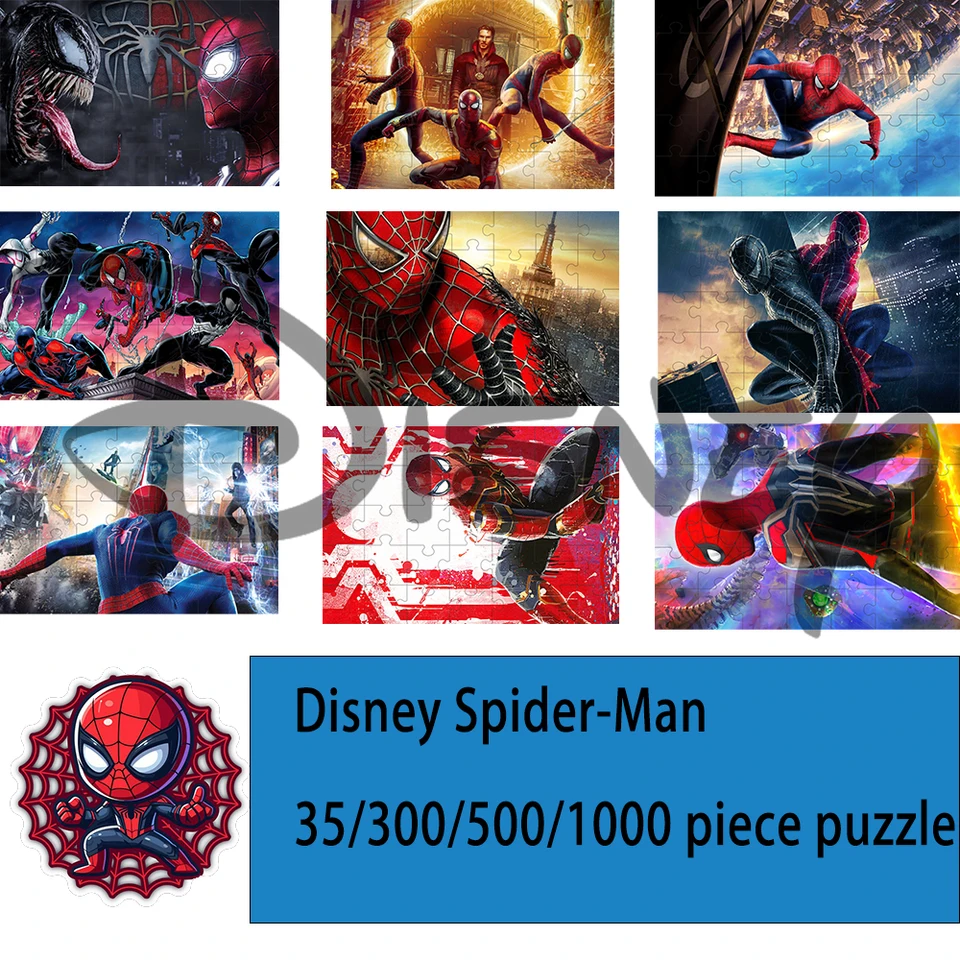 Disney Spider-Man 35/300/500/1000 Piece Game Jigsaw Puzzle Vzdelávacie dekomprimované darčeky hračiek