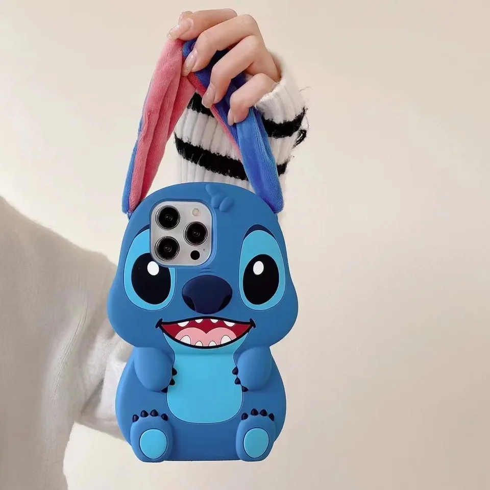 Disney Stitch Cartoon dlhé uši 3D mäkké silikónové puzdro