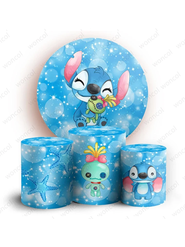 Disney Stitch Circle Pozadie dieťa narodeniny narodeniny bábätká pozadie Lilo a stehový valc