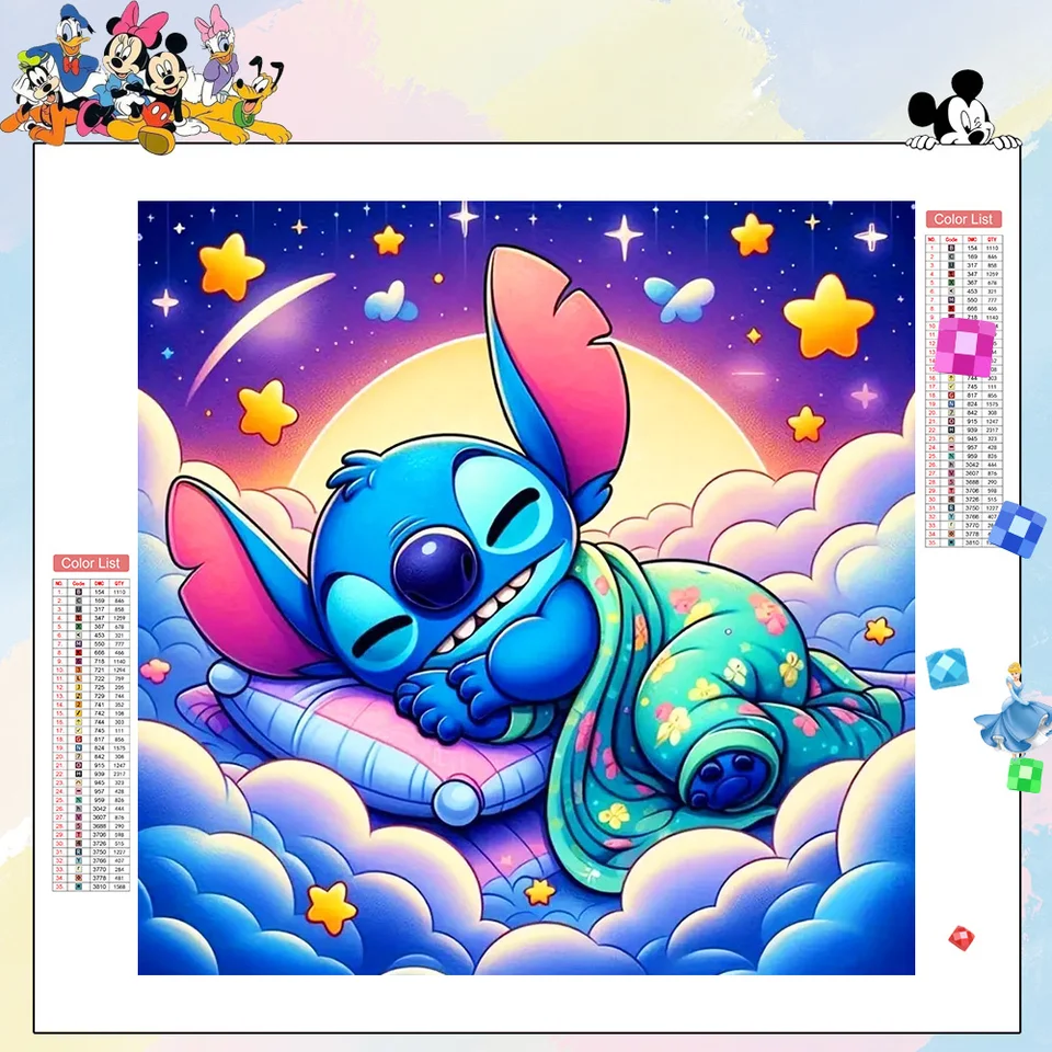 Disney Stitch Diamond Painting Moon Mesiac