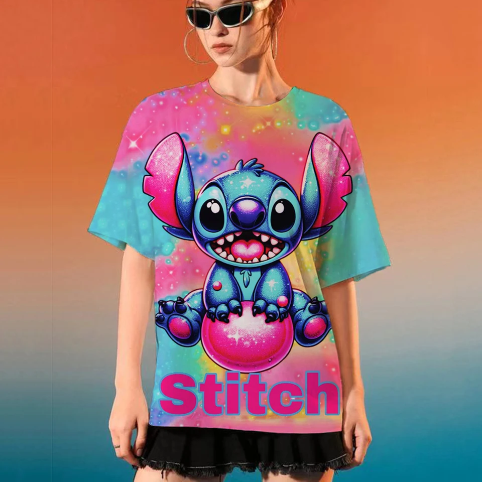 Disney Stitch Disney Fun Cartoon Tričko Dámske Lilo Stitch Tričko Tričko Tričko Hip Hop Top Tričko Dámske oblečenie