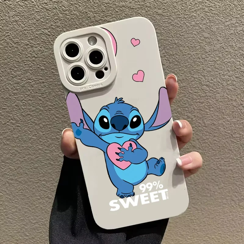 Disney Stitch Farebný šťastný karikatúra Puzdro pre iPhone 15 16 14 13 12 11 Pro Max xr xs x 7 8 plus mini y2k roztomilý kawaii kryt kawaii