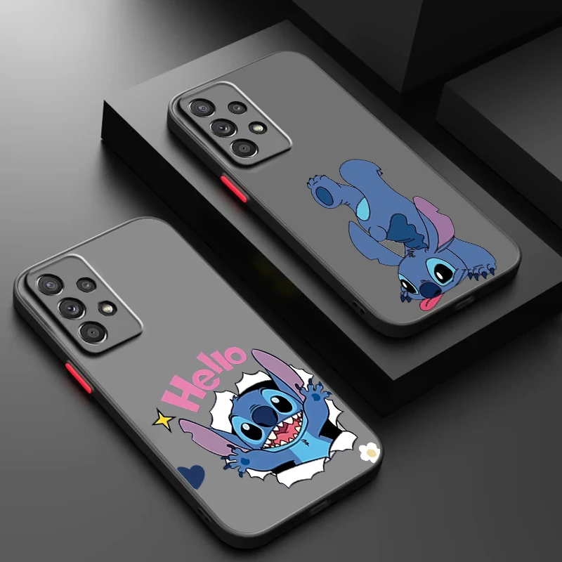 Disney Stitch Frog pre Samsung A53 A52 A33 A32 A51 A71 A21S A13 A73 A50 A22 A22 A12 A72 5G 5G Mrazené priesvitné krycie CAPA Fundas