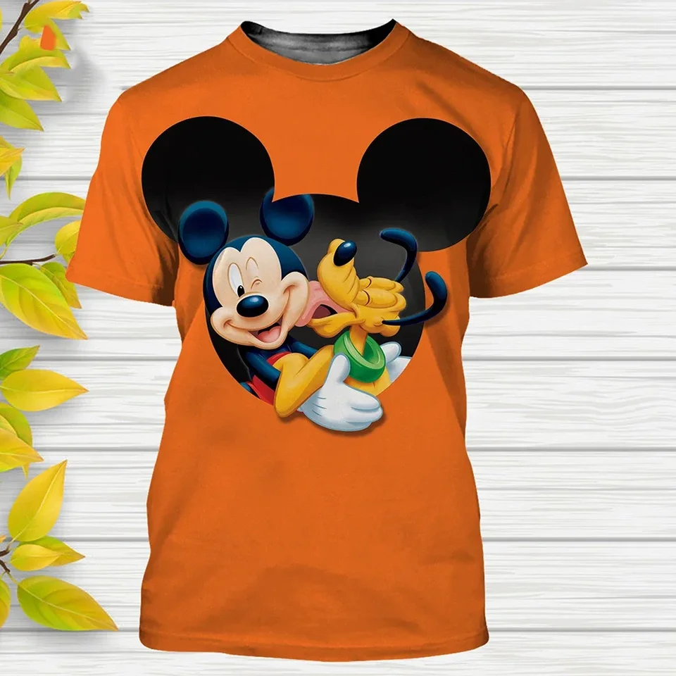 Disney T košele Mickey Mouse Pluto Dog Cartoon Anime 3D tlač Streetwear Men Dámske módne nadrozmerné tričko Detské chlapci Tees Topy
