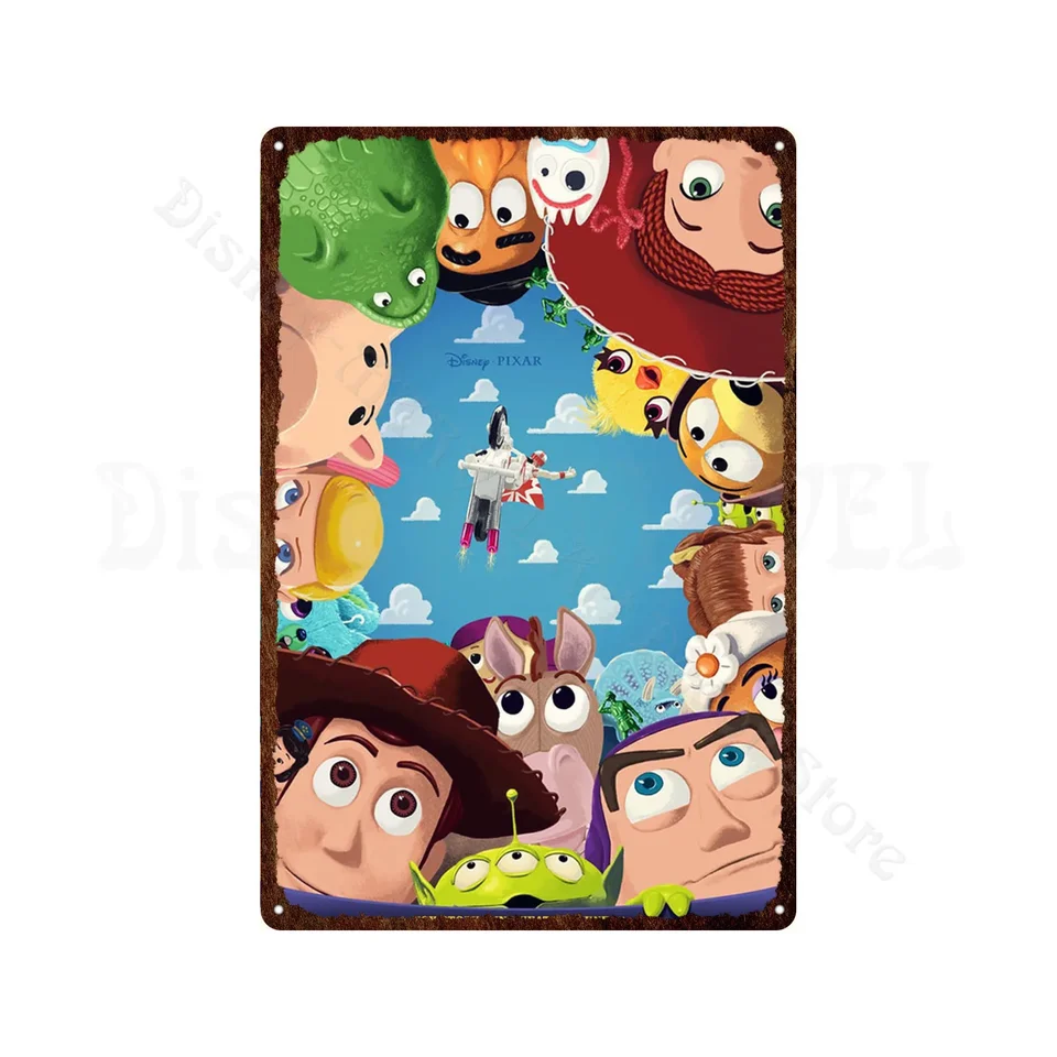 Disney Toy Story Metal Plagát Woody Buzz Lightyear a Andy's Dog Buster Tin Plate Vintage Pleque Cartoon Film kovové značky darček