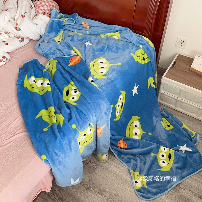 Disney Toy Story mimozemská prikrývka Cartoon Teplá flanel prikrývka roztomilý anime vzorový tlač prikrývku Bedspread spál