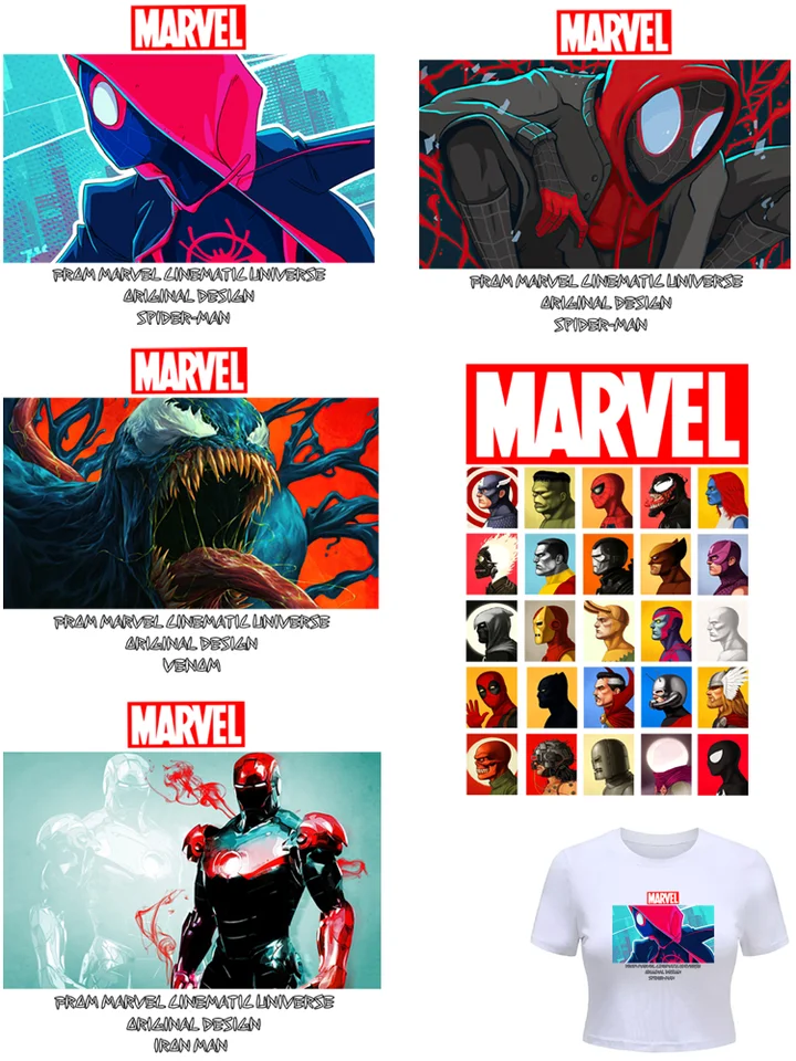 Disney Universe Clothes Patches Venom/Iron Man/Spiderman DIY Patches pre deti žehliace aplikácie