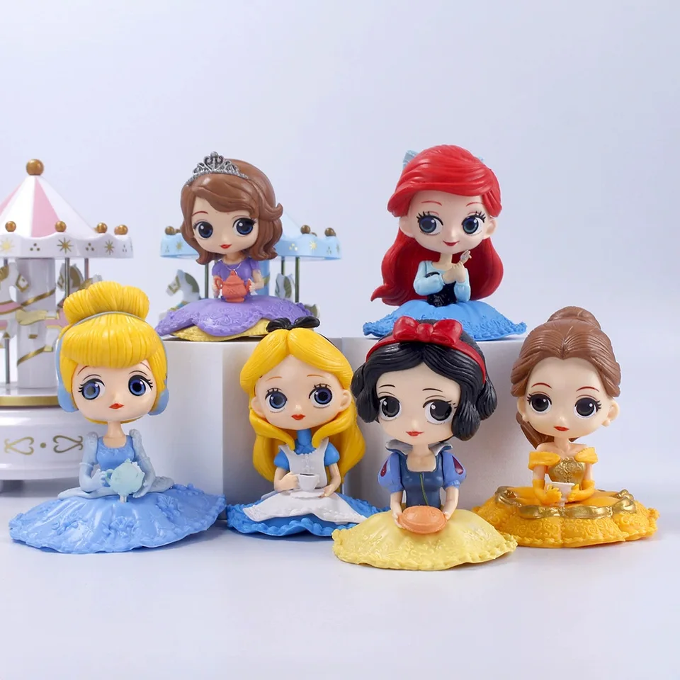 Disney vysoká kvalita 10 cm kawaii q Snehulienka akčná figúrka princeznej Ariel Belle Rapunzel Mermaid Hračky modely dievčat darček