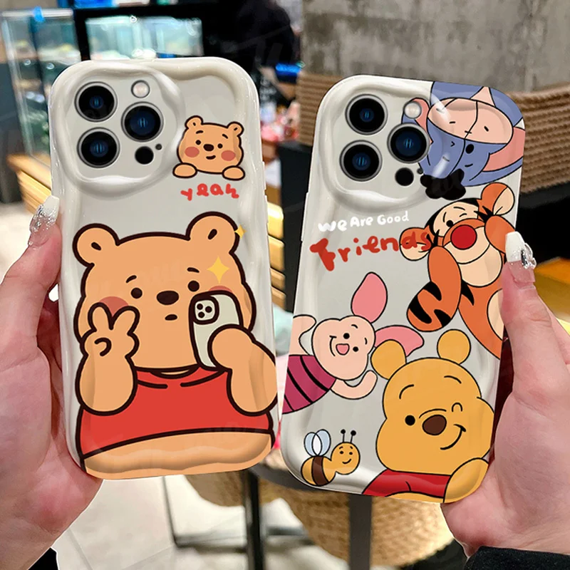 Disney Winnie Púry 3D vlny Pooh pre iPhone 15 14 13 12 11 Pro Max x xr xs 8 7 6s plus SE 2020 SOCOPPORPOPT Silikone Cover