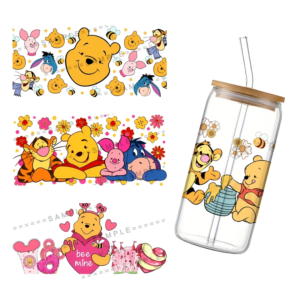 Disney Winnie the Pooh 11*24 cm nálepka na zábal 16oz uv DTF vodotesná nálepka