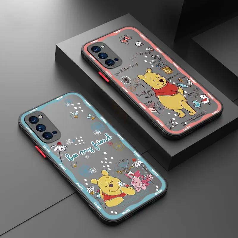 Disney Winnie the Pooh Frosted Phone Case pre Oppo A57 A58 A74 A78 A94 A55 A98 5G A15 A16 A17 A31 A36 A38 A52 A59 A59 A53 A53 A93 2020