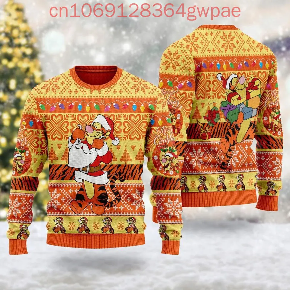 Disney Winnie the Pooh Tigger Ugly Sweater Vianočné sveter Vianoce módny vianočný sveter