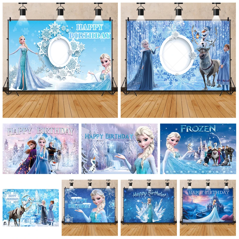 Disney zamrznuté pozadie Elsa Anna Princess Girls Narodeninová oslava Snow Queen Winter Ice Castle Baby Shower Fotografia pozadie