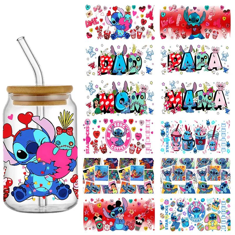 Disney's Lilo & Stitch Family 16oz UV DTF Cup Cup Transfer Sticker pre sklo libbey can fľaša selfadhézne umývateľné domácich majstrov