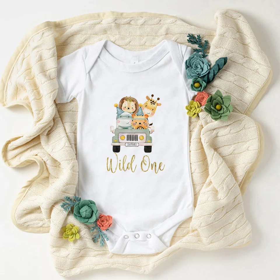 Divoké dieťa BodySuits Cute Animal Karika