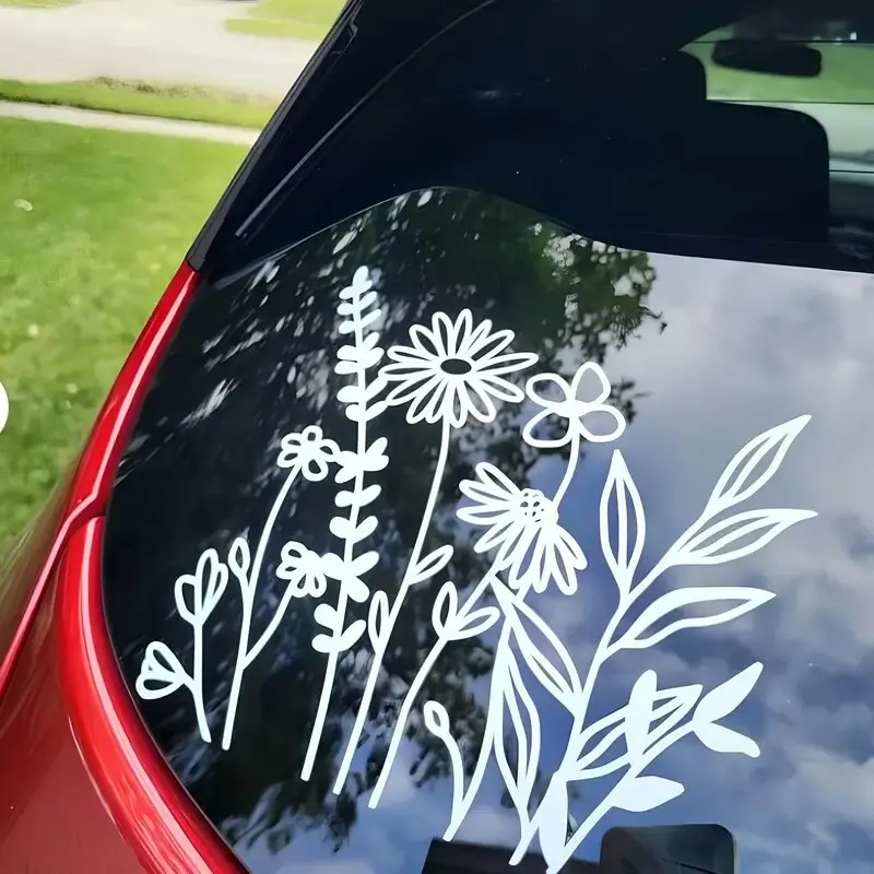 Divoké kvetinové nálepky na kemping, laptop, batožinu a auto - lesklé nálepky pre ženy. Pre jedinečný a prispôsobený vzhľad!