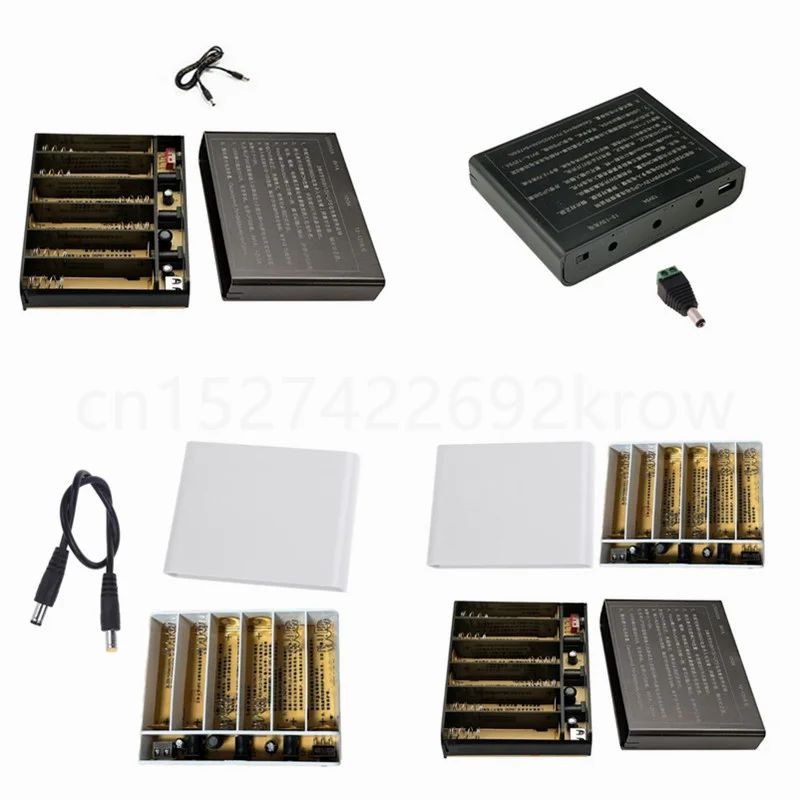 DIY 3/6X 18650 5V USB + 9V 12V 5,5 x 2,1 mm UPS Power Box pre WiFi Router Security Camera DVR Smartphone