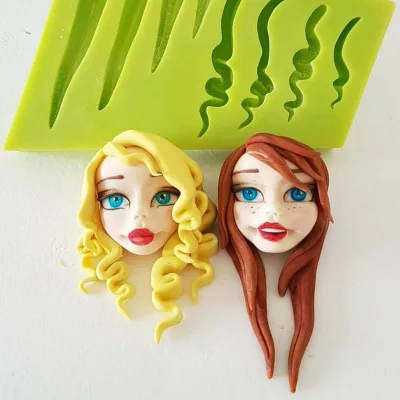 DIY 3D Doll Hair form detská tvár Fondant form Cake Decoration Tools Tools Čokoládová forma Silikónový koláčový forma Vlastné pečenie Nástroj K173