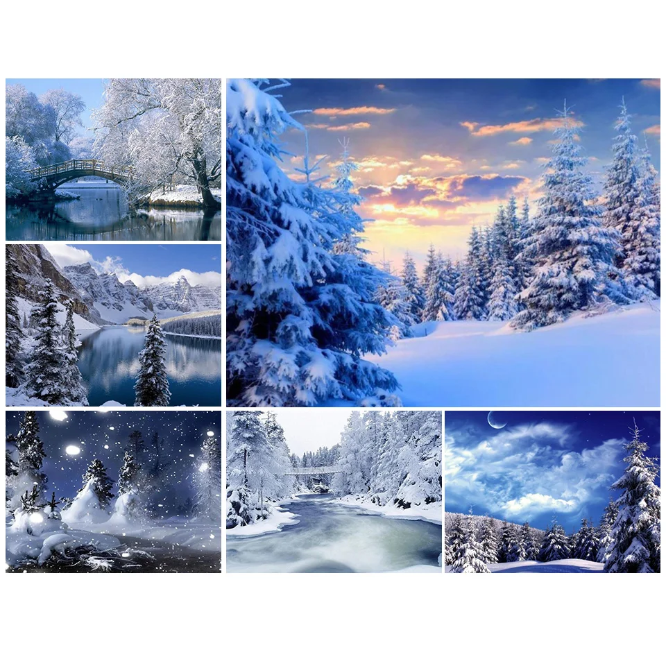 DIY 5D Diamond Painting Plné štvorcové scenérie Zimné diamantové výšivky strom Reminestones mozaika Crystal Domov Darček Darček