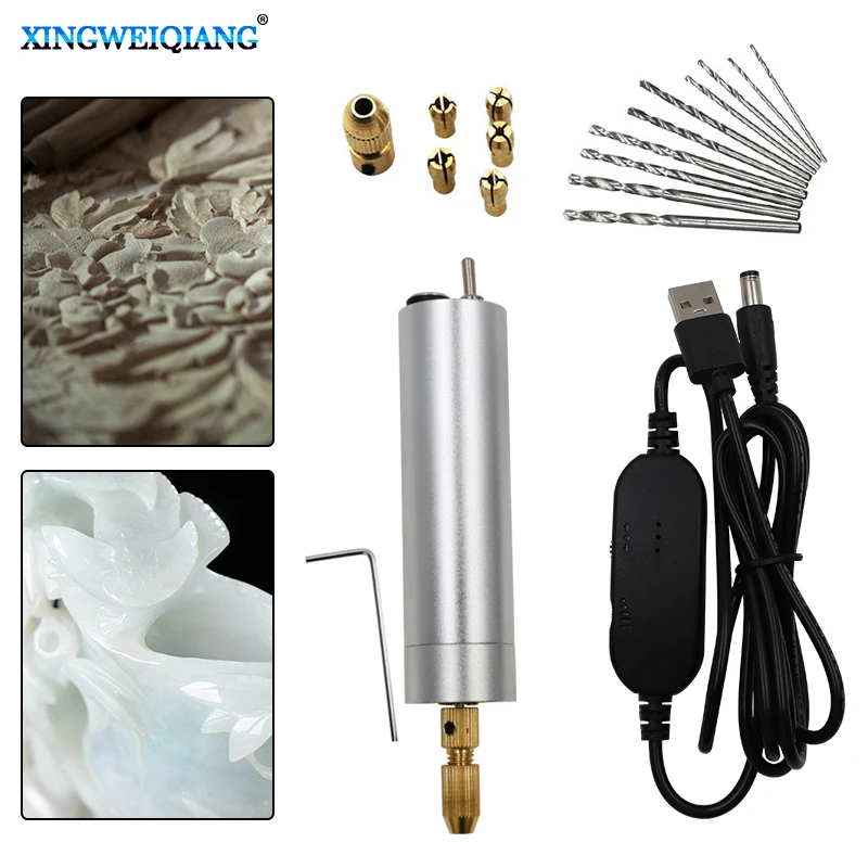 DIY 5V Elektrické gravírovanie rezbárskych pera Sada elektrických mlyncov mletie leštenie rúk vŕtačka Malý náradie